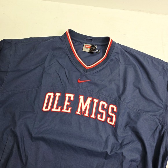 Vintage Nike Ole Miss Rebels NCAA Windbreaker Pullover Center Swoosh Side Zip XL - Picture 3 of 13